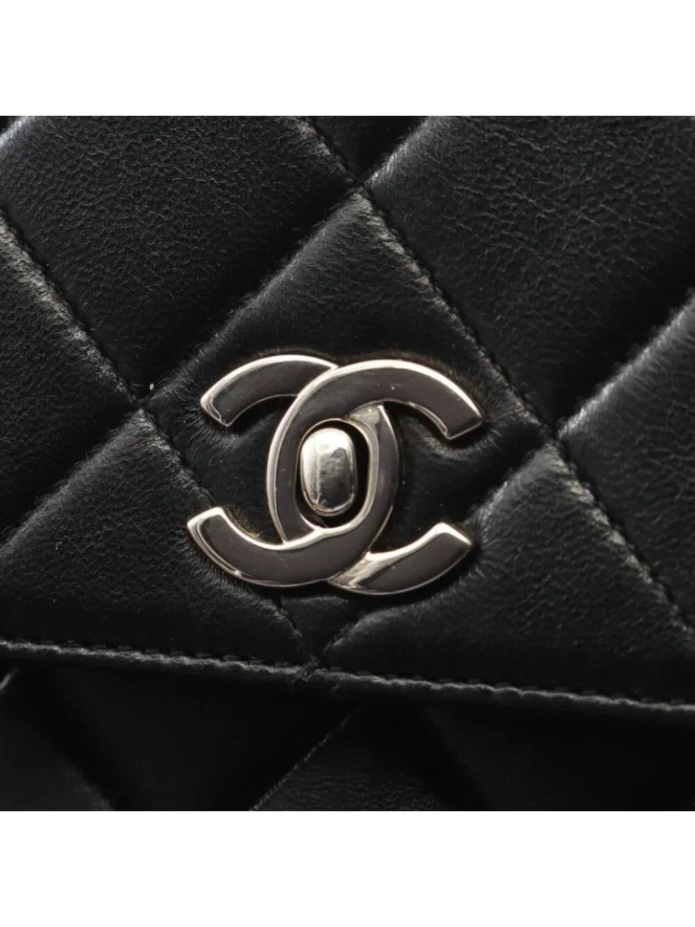 Chanel Handbag Quilted Top Handle Black Lambskin